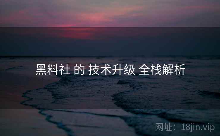 黑料社 的 技术升级 全栈解析