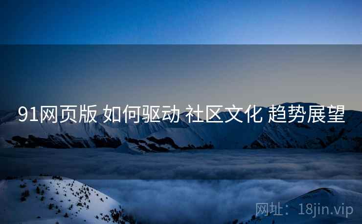 91网页版 如何驱动 社区文化 趋势展望