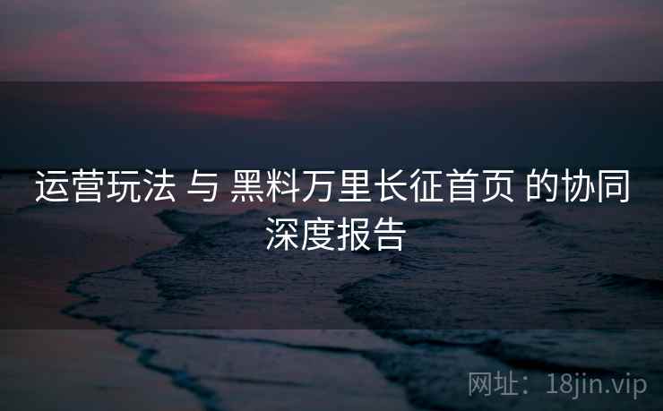 运营玩法 与 黑料万里长征首页 的协同 深度报告